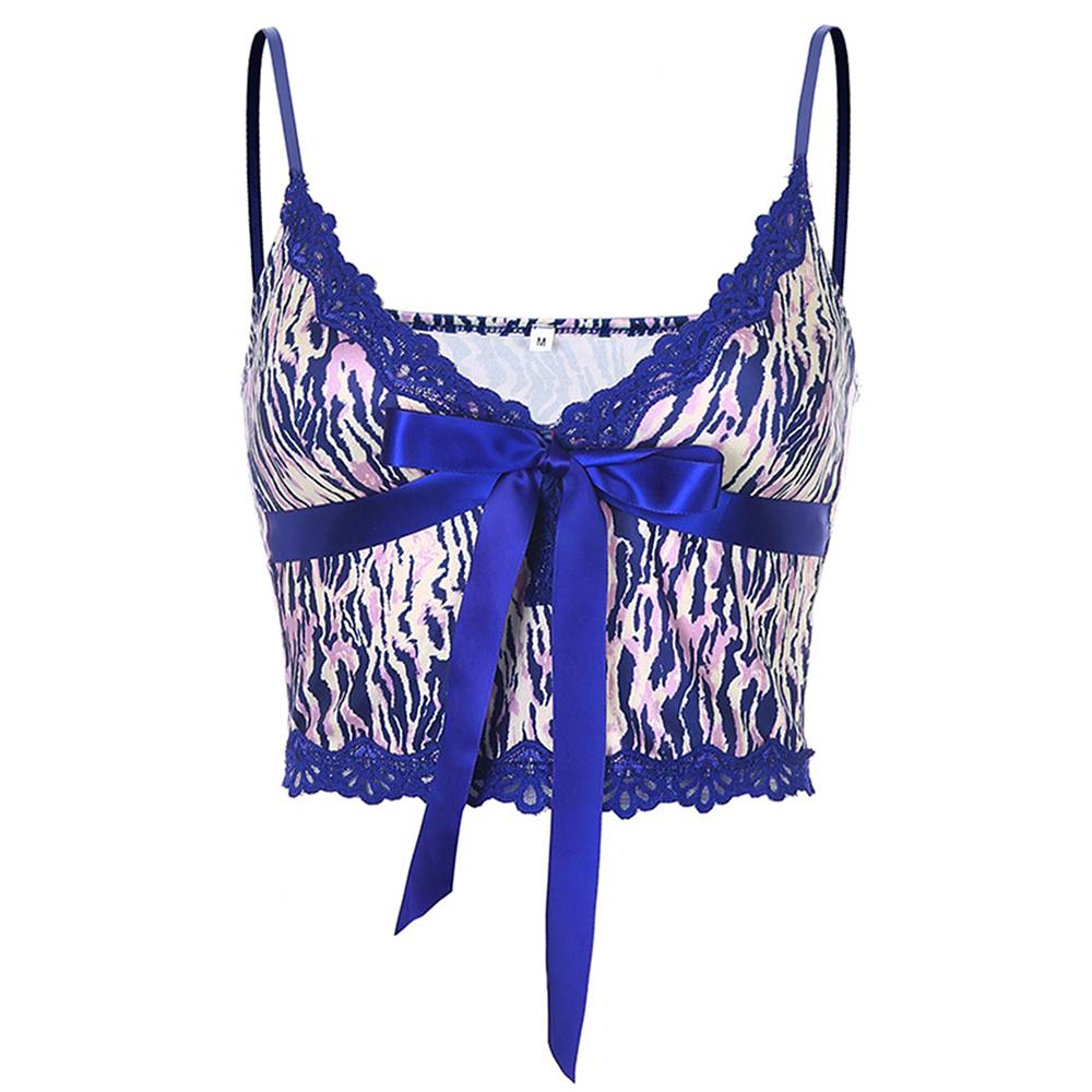 2020 E-Girl Style Spaghetti Strap V Neck with Lace Cropped Tops Y2K Summer Fashion Ribbed Solid Backless Blue Cami Streetwear