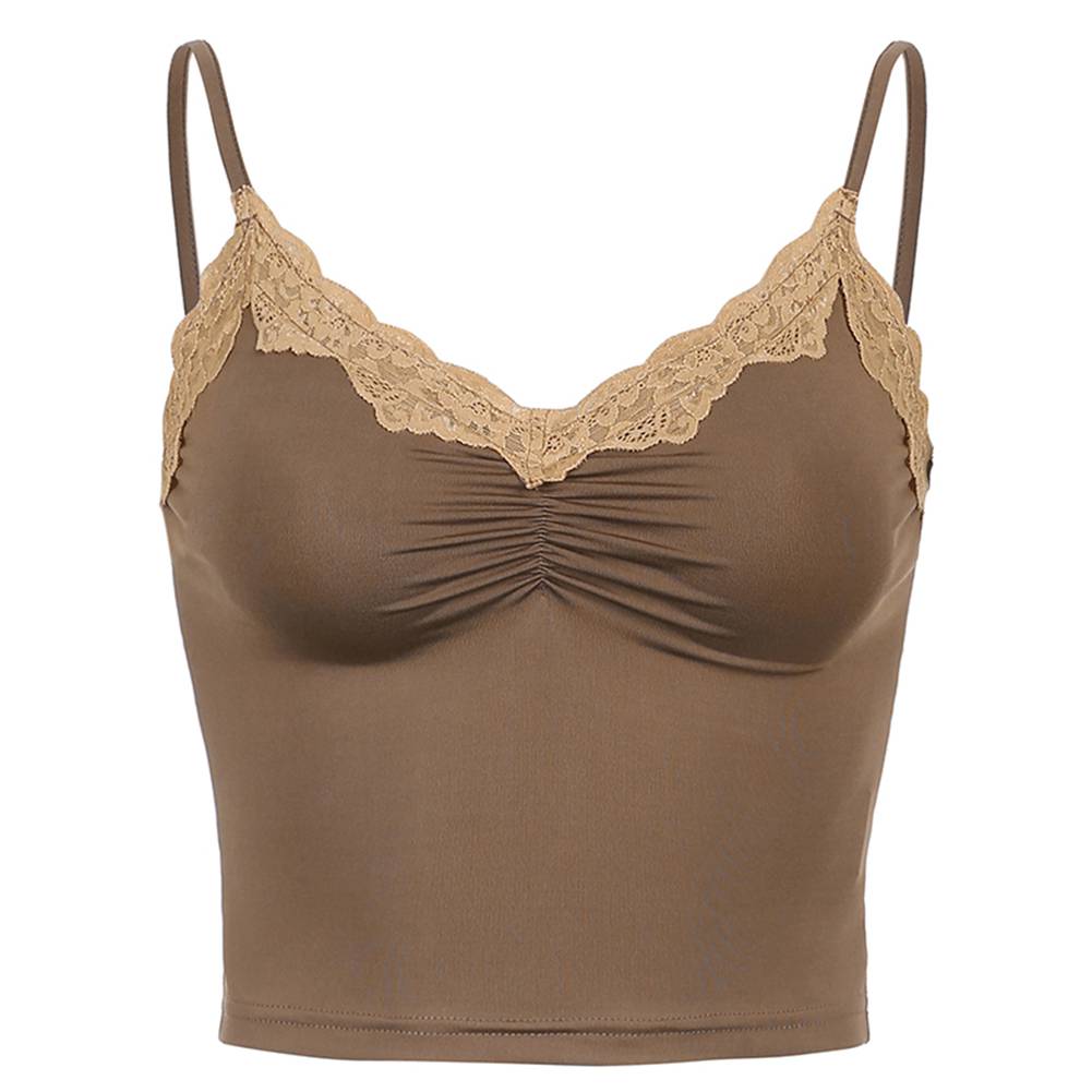 2020 E-Girl Style Spaghetti Strap V Neck with Lace Cropped Tops Y2K Summer Fashion Ribbed Solid Backless Blue Cami Streetwear