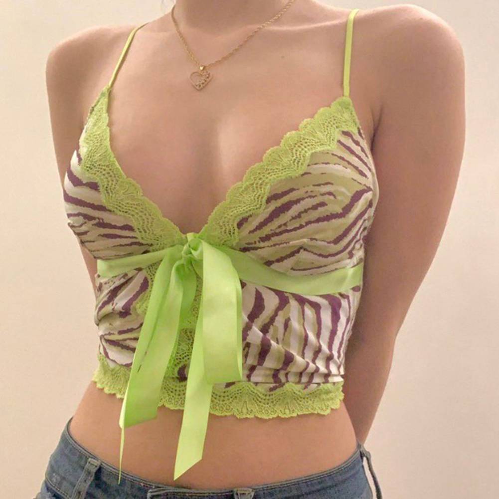 2020 E-Girl Style Spaghetti Strap V Neck with Lace Cropped Tops Y2K Summer Fashion Ribbed Solid Backless Blue Cami Streetwear