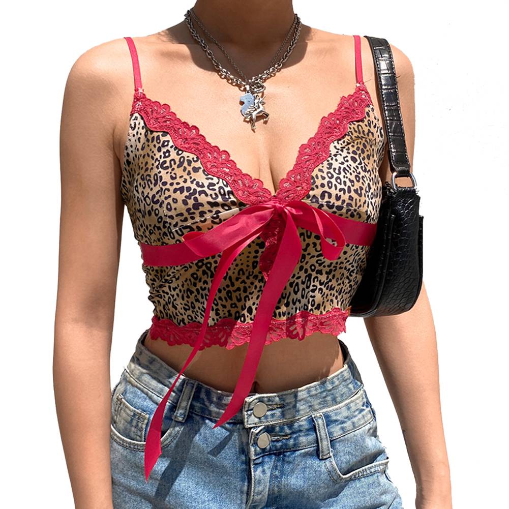 2020 E-Girl Style Spaghetti Strap V Neck with Lace Cropped Tops Y2K Summer Fashion Ribbed Solid Backless Blue Cami Streetwear
