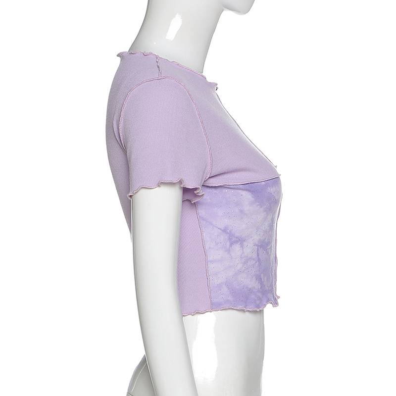 2021 Tie Dye Cropped Top Ruffle Patchwork OG0733 2021 Tie Dye Cropped Top Ruffle Patchwork OG0733