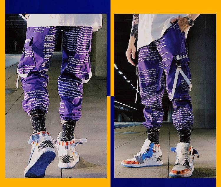 Block Pocket Patchwork Cargo Joggers Men 2021 New Streetwear Hip Hop Letter Print Harem Pants Mens Casual Trousers Sweatpants