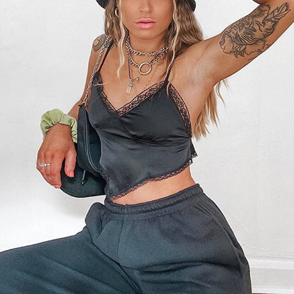 Satin Crop Tops Streetwear Spaghetti Strap OG0736