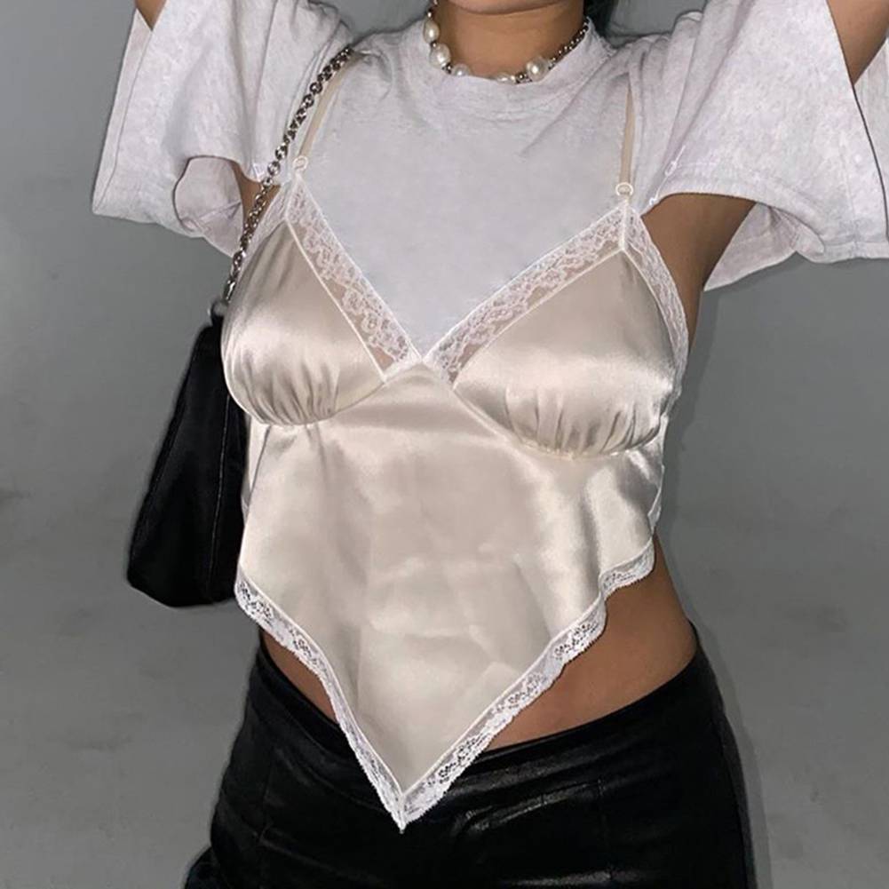 Satin Crop Tops Streetwear Spaghetti Strap OG0736