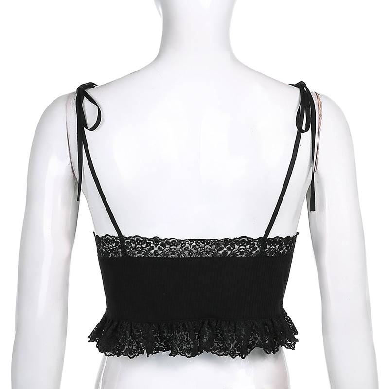 90s Sexy Crop Tops Frill Lace OG0738