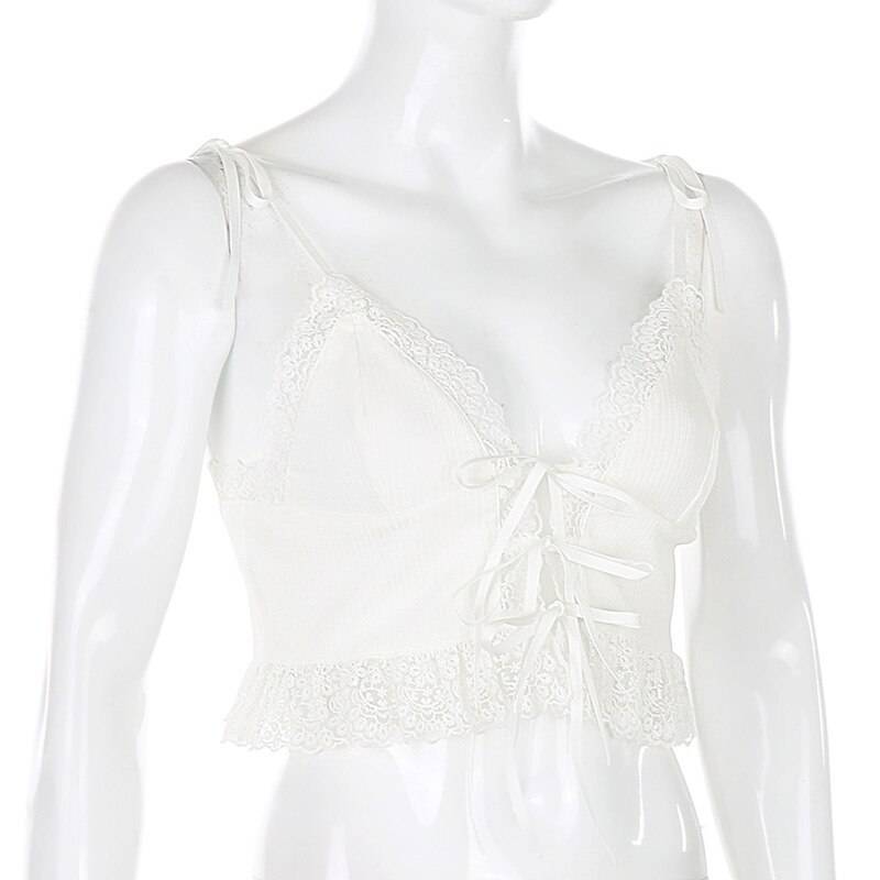 90s Sexy Crop Tops Frill Lace OG0738