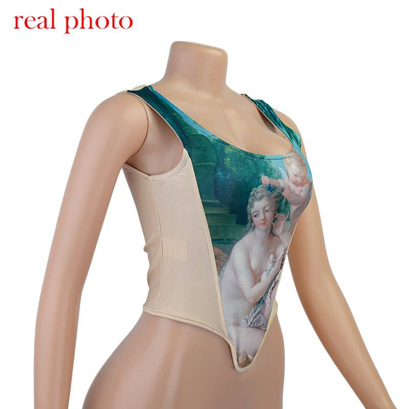 FREE SHIPPING Aesthetic Print Crop Tops Corset OG0742 FREE SHIPPING Aesthetic Print Crop Tops Corset OG0742