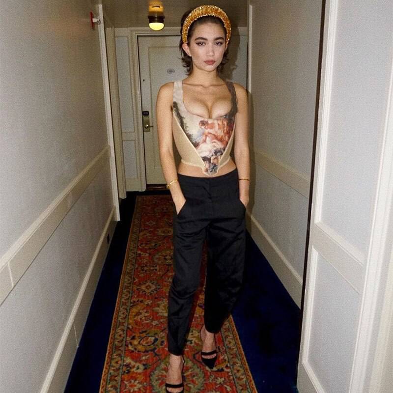 FREE SHIPPING Aesthetic Print Crop Tops Corset OG0742 FREE SHIPPING Aesthetic Print Crop Tops Corset OG0742