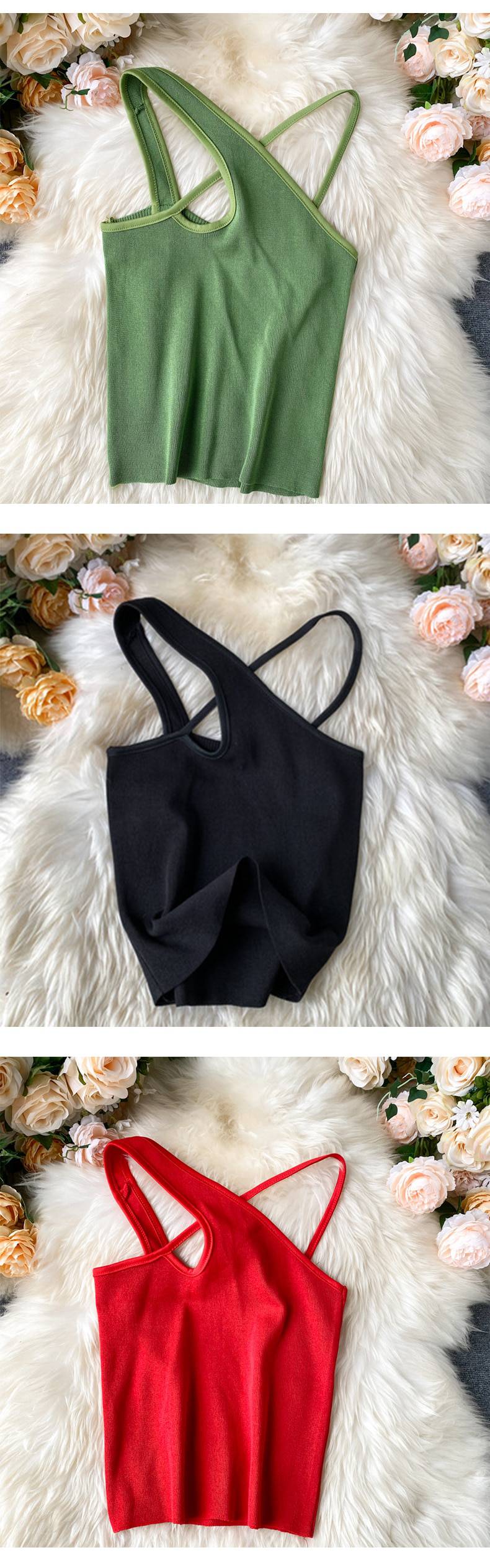 Sexy Cross Camis Slim Female Camisole Summer Hollow Out Streetwear Sleeveless Crop Top Solid Color Cotton Basic Women Camisole Sexy Cross Camis Slim Female Camisole Summer Hollow Out Streetwear Sleeveless Crop Top Solid Color Cotton Basic Women Camisole