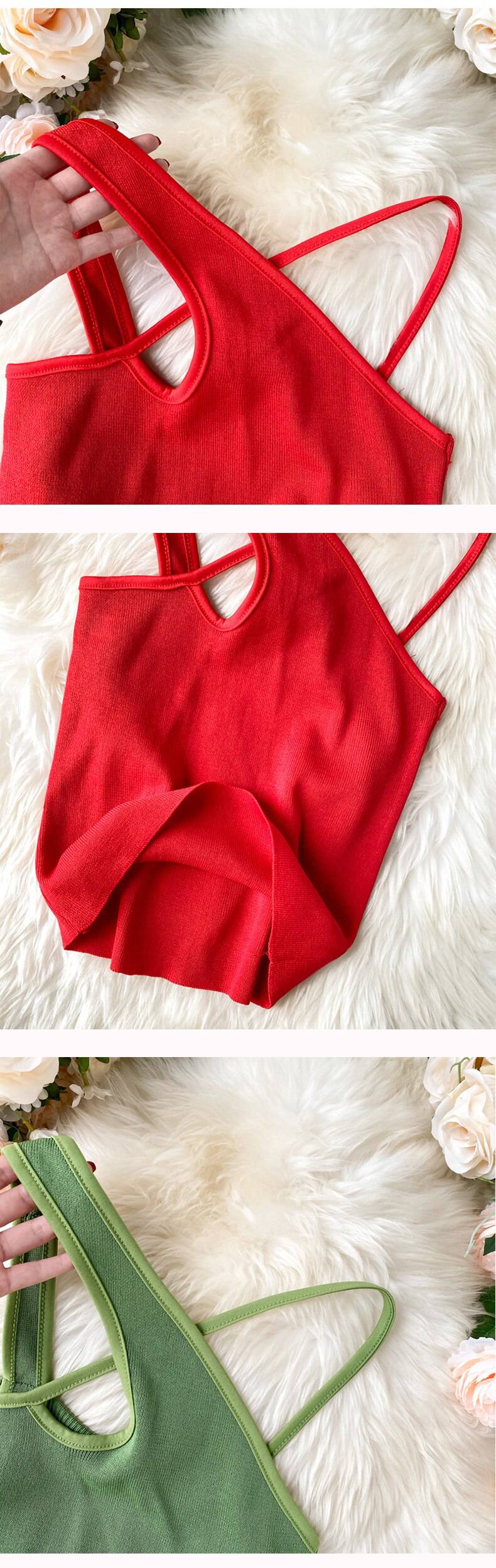 Sexy Cross Camis Slim Female Camisole Summer Hollow Out Streetwear Sleeveless Crop Top Solid Color Cotton Basic Women Camisole Sexy Cross Camis Slim Female Camisole Summer Hollow Out Streetwear Sleeveless Crop Top Solid Color Cotton Basic Women Camisole