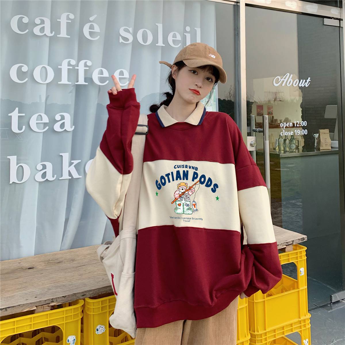 AUTHENTIC Oversize Hoodie Embroidery Letter Print OG0750