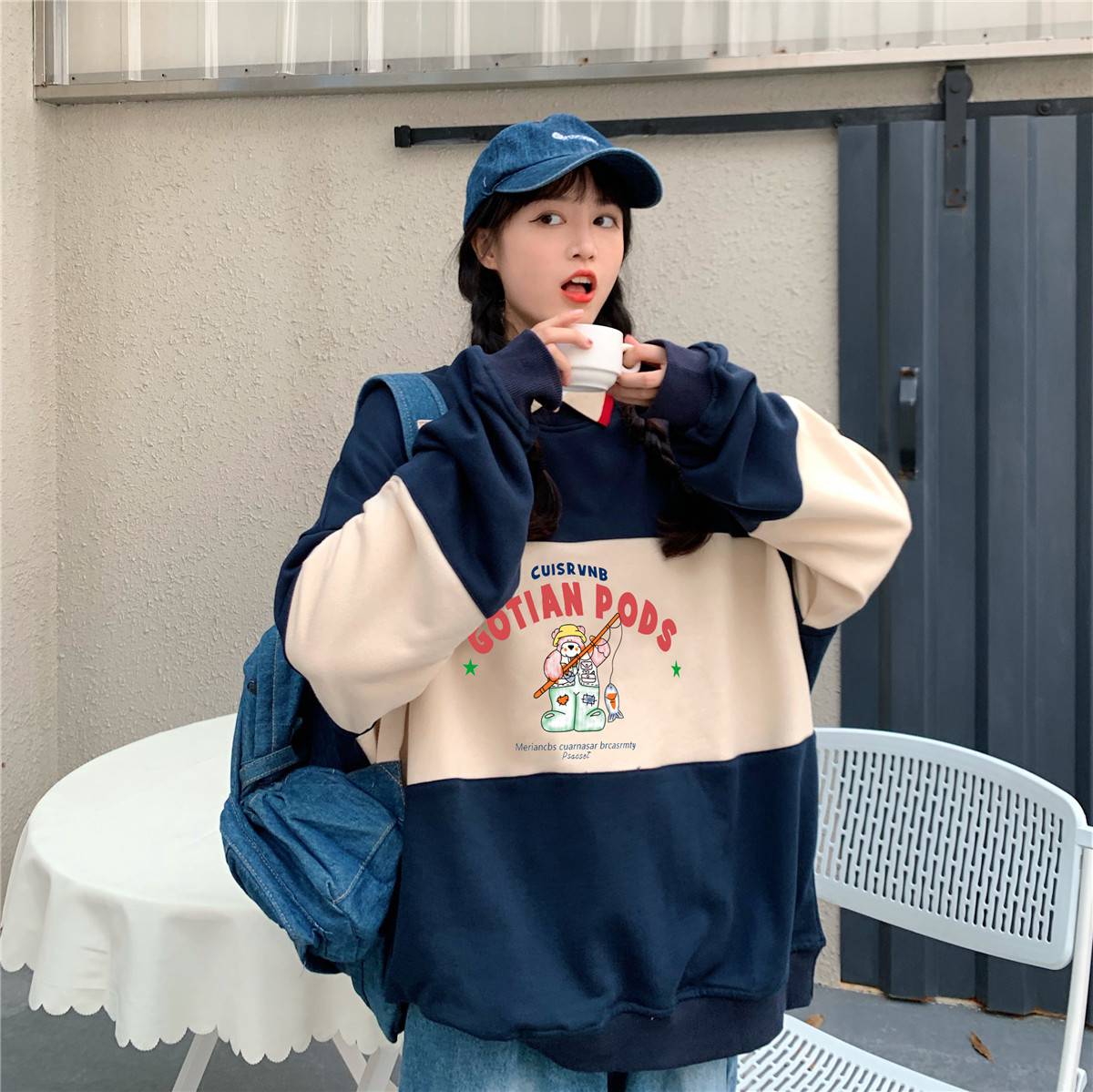 AUTHENTIC Oversize Hoodie Embroidery Letter Print OG0750