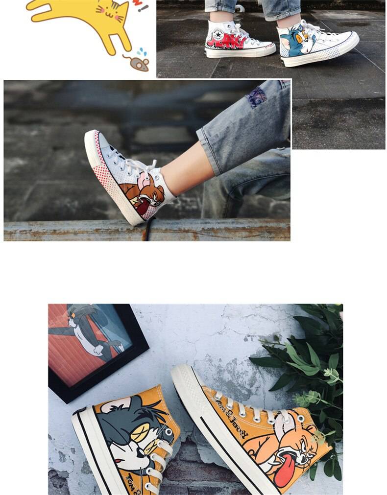 Cartoon Printed Canvas Sneakers Women Fashion Casual Vulcanized Flat Trainers Shoes Women Platform High Top Sneakers Espadrilles Cartoon Printed Canvas Sneakers Women Fashion Casual Vulcanized Flat Trainers Shoes Women Platform High Top Sneakers Espadrilles