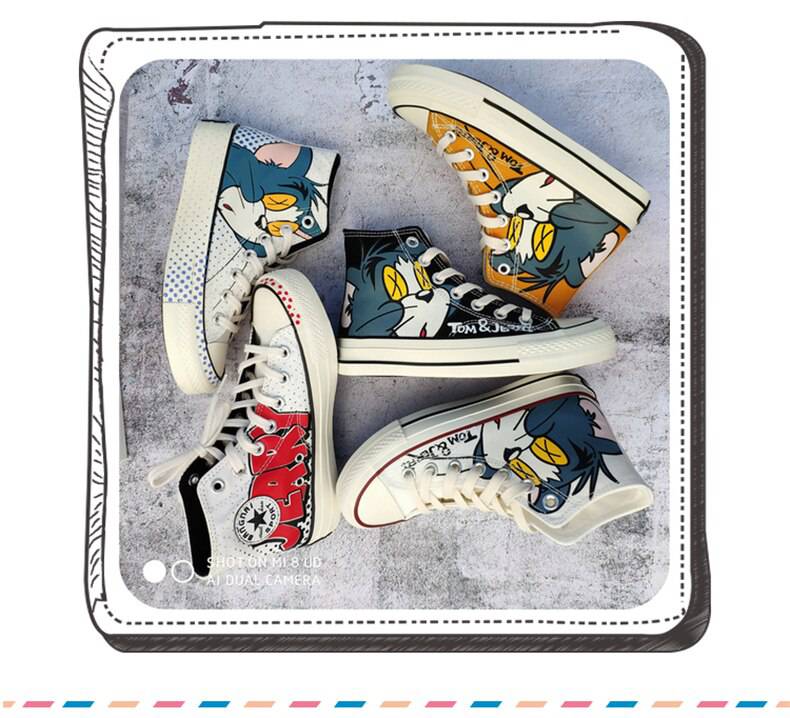 Cartoon Printed Canvas Sneakers Women Fashion Casual Vulcanized Flat Trainers Shoes Women Platform High Top Sneakers Espadrilles Cartoon Printed Canvas Sneakers Women Fashion Casual Vulcanized Flat Trainers Shoes Women Platform High Top Sneakers Espadrilles