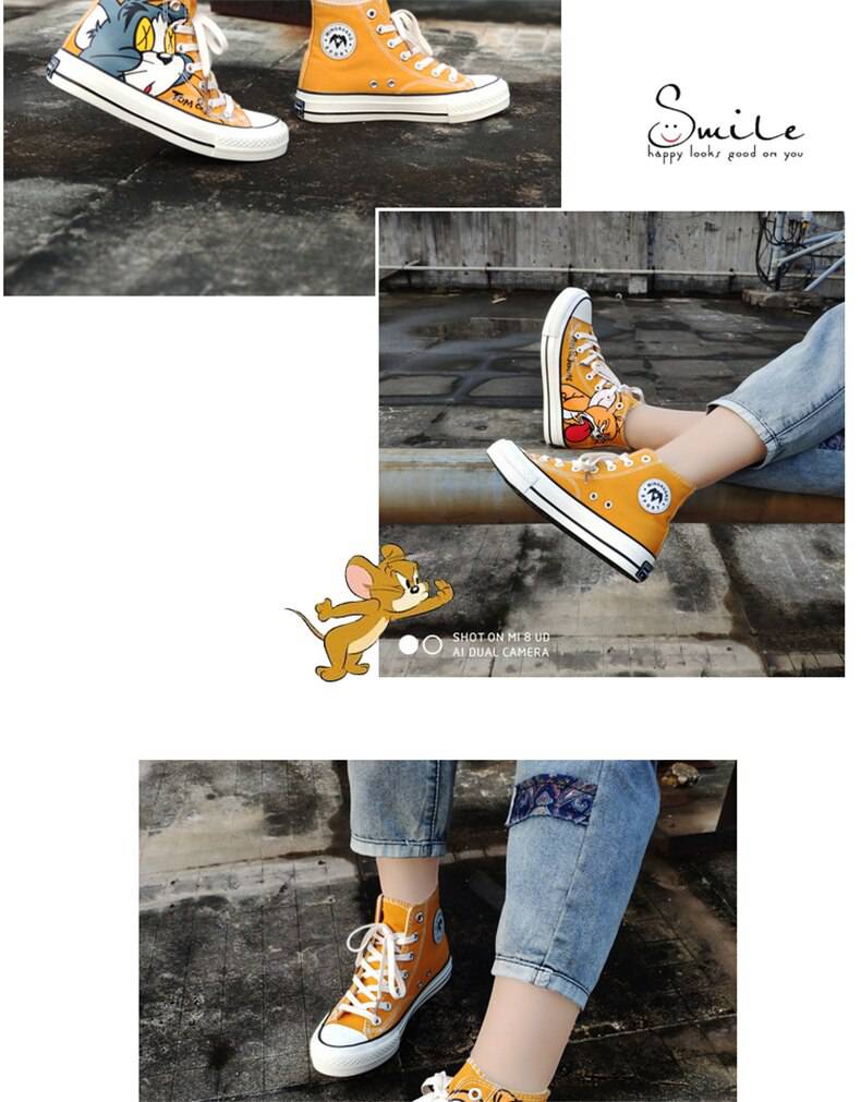 Cartoon Printed Canvas Sneakers Women Fashion Casual Vulcanized Flat Trainers Shoes Women Platform High Top Sneakers Espadrilles Cartoon Printed Canvas Sneakers Women Fashion Casual Vulcanized Flat Trainers Shoes Women Platform High Top Sneakers Espadrilles