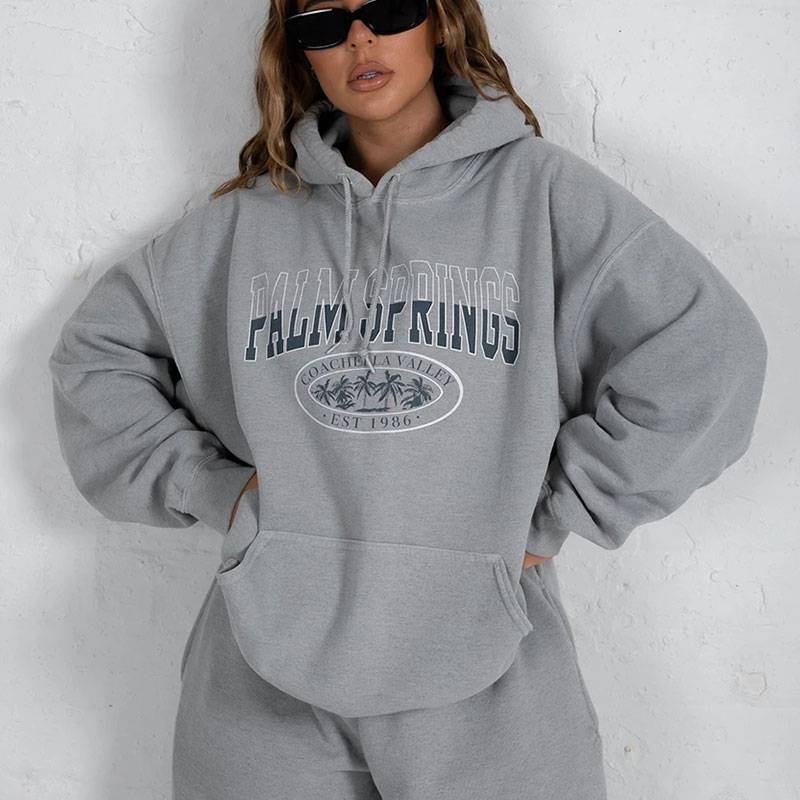 Letter Print Sweatshirt Vintage Women Hoodies Gray Cotton Warm Fleece Winter Pullovers 2020 Autumn New Casual Streetwear Girls Women Hoodies Gray Cotton Warm Fleece Winter Pullovers OG0755