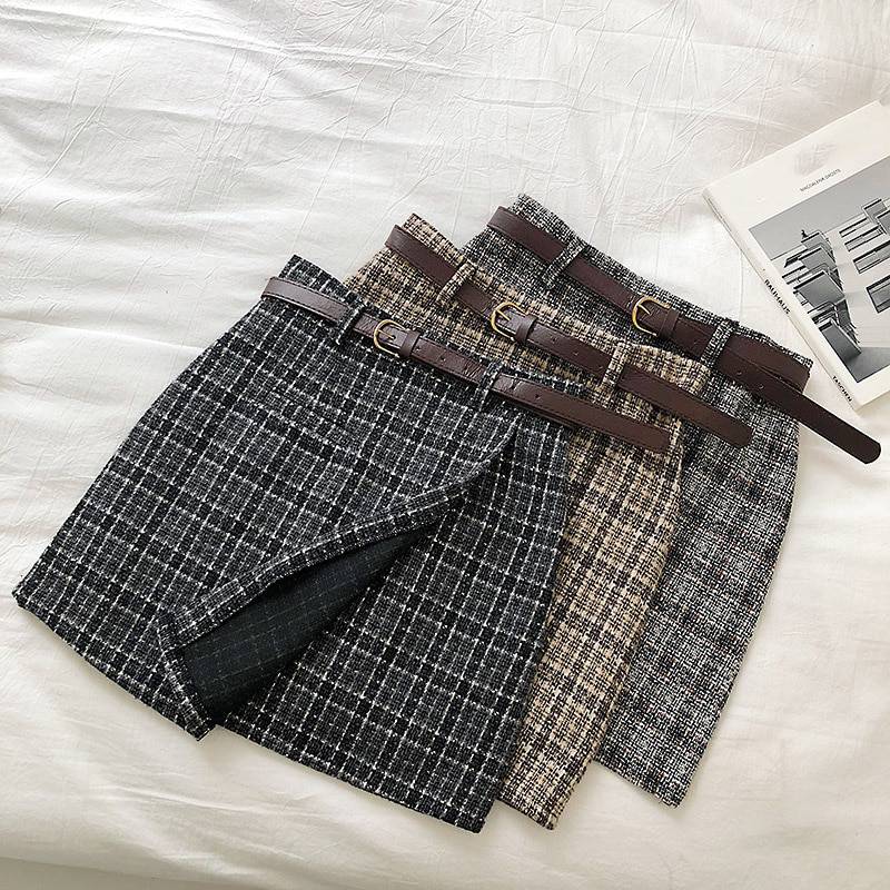 Vintage Casual Plaid High Waist Skirt OG0761 Vintage Casual Plaid High Waist Skirt OG0761