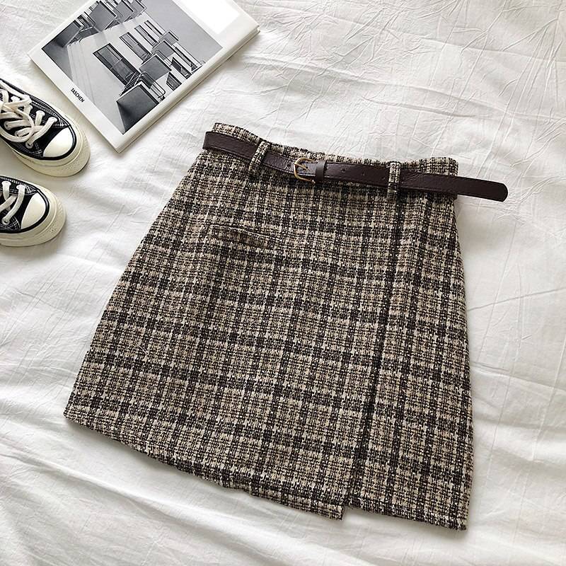 Vintage Casual Plaid High Waist Skirt OG0761 Vintage Casual Plaid High Waist Skirt OG0761