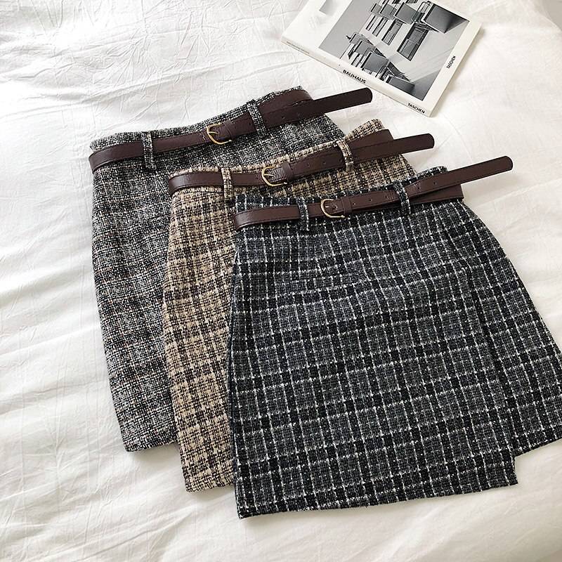 Vintage Casual Plaid High Waist Skirt OG0761 Vintage Casual Plaid High Waist Skirt OG0761