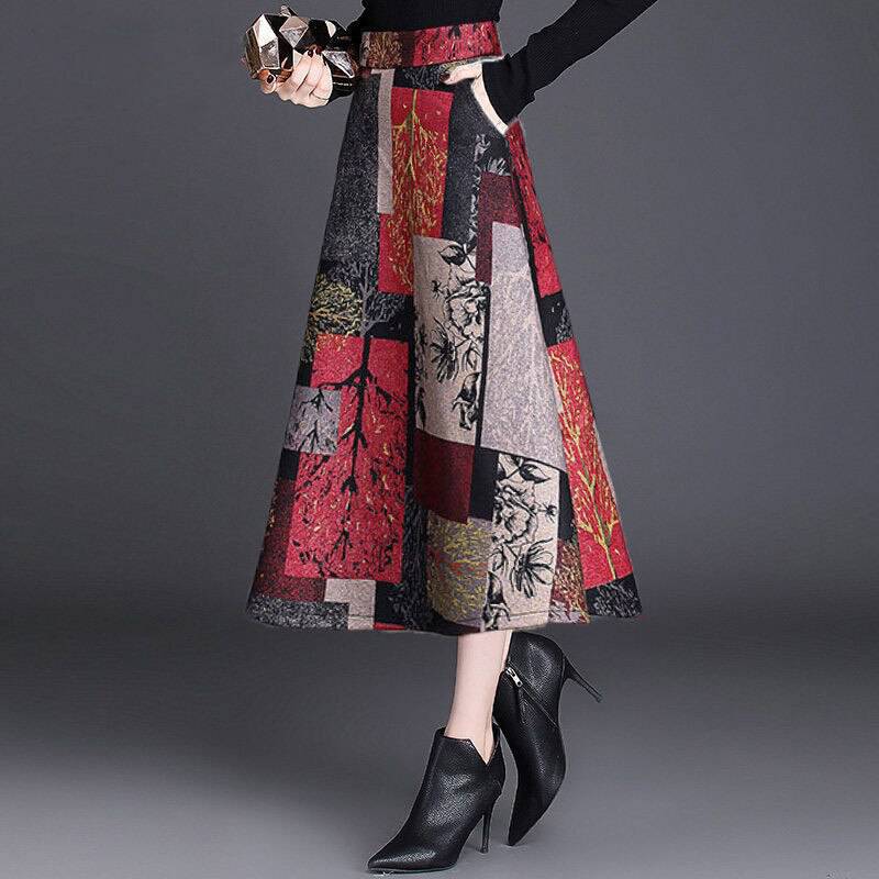 Elegant Vintage Aesthetic Long Skirts Print OG0763 Elegant Vintage Aesthetic Long Skirts Print OG0763