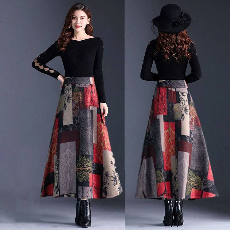 Elegant Vintage Aesthetic Long Skirts Print OG0763 Elegant Vintage Aesthetic Long Skirts Print OG0763