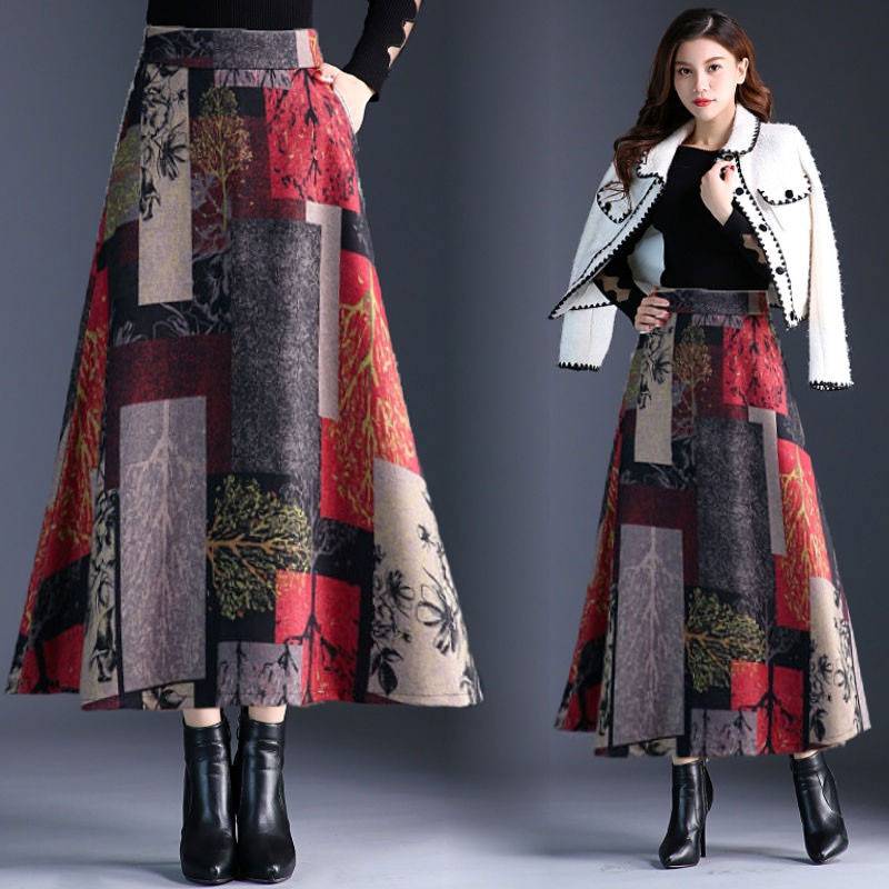 Elegant Vintage Aesthetic Long Skirts Print OG0763 Elegant Vintage Aesthetic Long Skirts Print OG0763