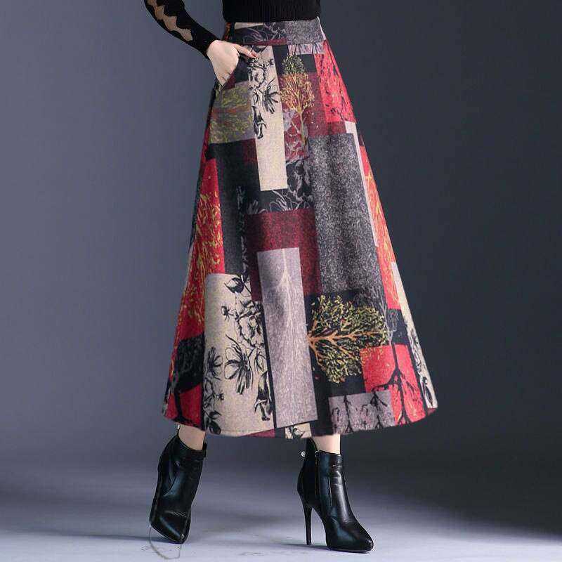 Elegant Vintage Aesthetic Long Skirts Print OG0763 Elegant Vintage Aesthetic Long Skirts Print OG0763