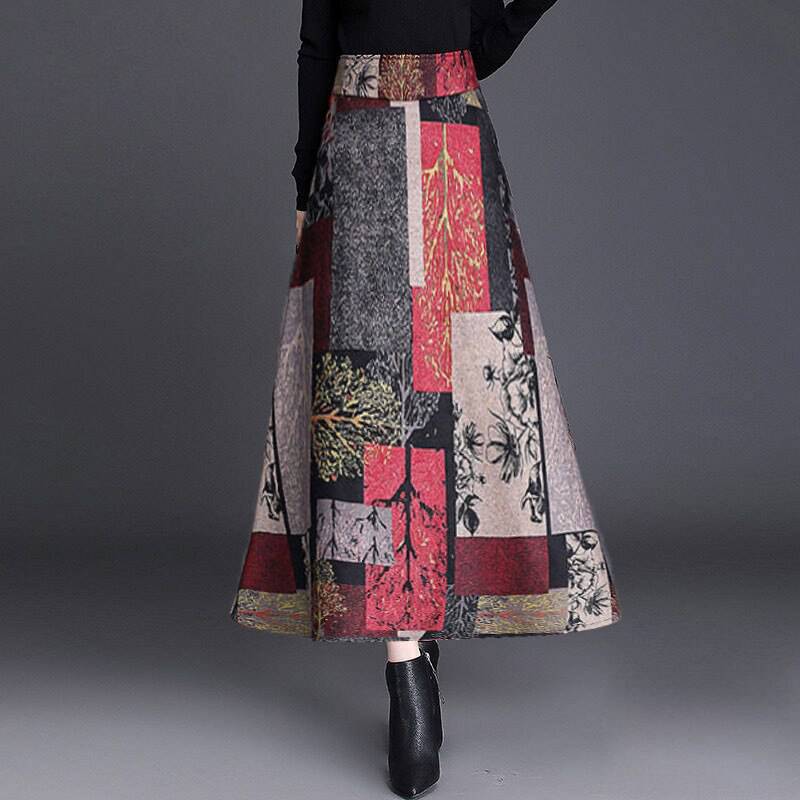 Elegant Vintage Aesthetic Long Skirts Print OG0763 Elegant Vintage Aesthetic Long Skirts Print OG0763