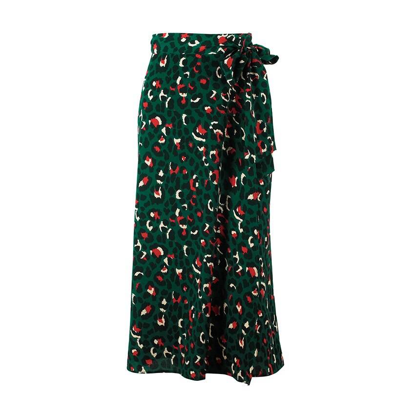 Green Vintage Midi Skirt Leopard Print OG0764 Green Vintage Midi Skirt Leopard Print OG0764