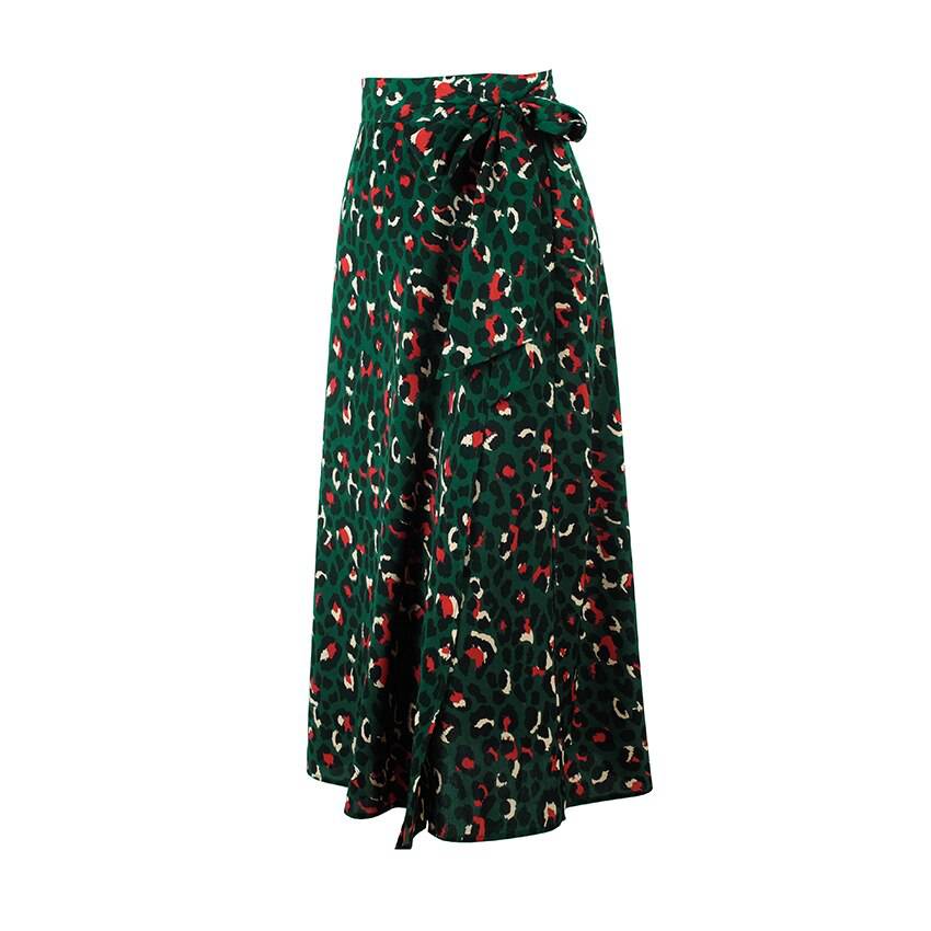 Green Vintage Midi Skirt Leopard Print OG0764 Green Vintage Midi Skirt Leopard Print OG0764