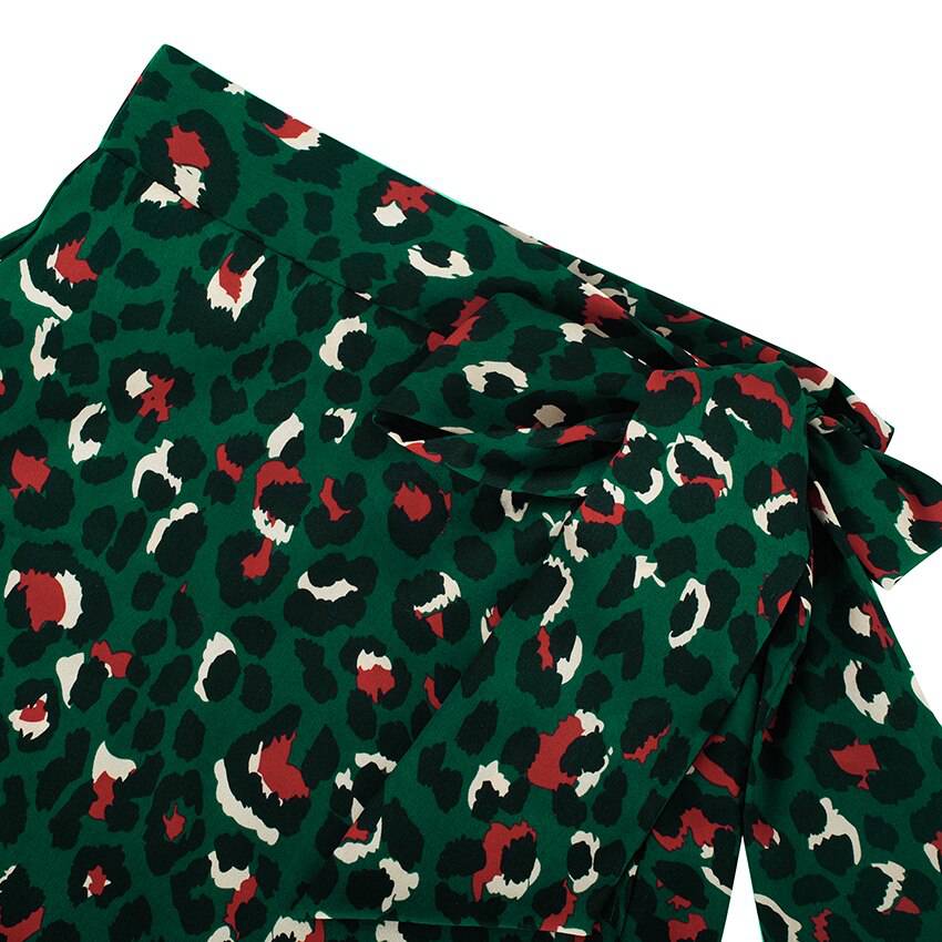 Green Vintage Midi Skirt Leopard Print OG0764 Green Vintage Midi Skirt Leopard Print OG0764