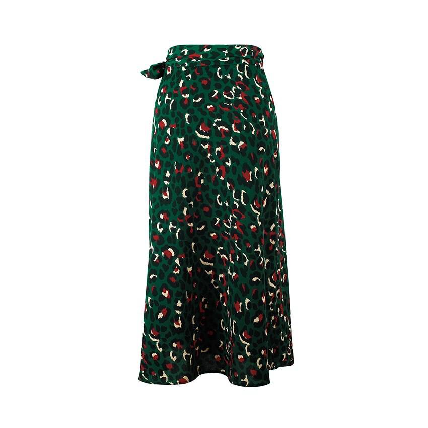 Green Vintage Midi Skirt Leopard Print OG0764 Green Vintage Midi Skirt Leopard Print OG0764