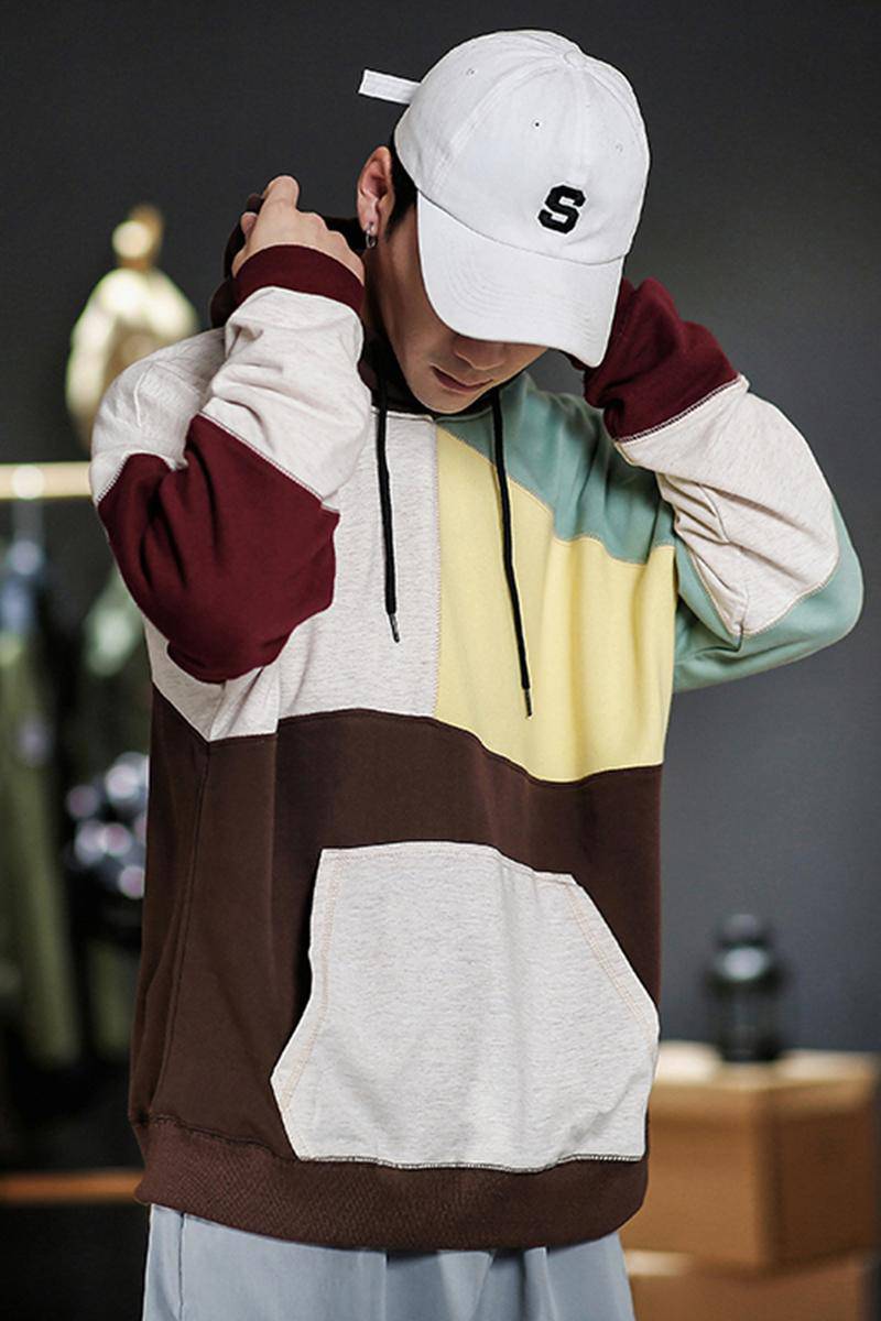 2021 Trends Casual Men Hoodies Patchwork Combine Color OUT0772 2021 Trends Casual Men Hoodies Patchwork Combine Color OUT0772