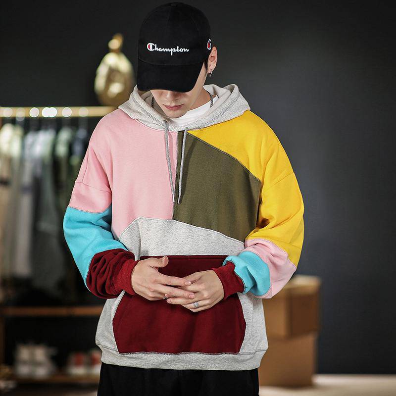 2021 Trends Casual Men Hoodies Patchwork Combine Color OUT0772 2021 Trends Casual Men Hoodies Patchwork Combine Color OUT0772