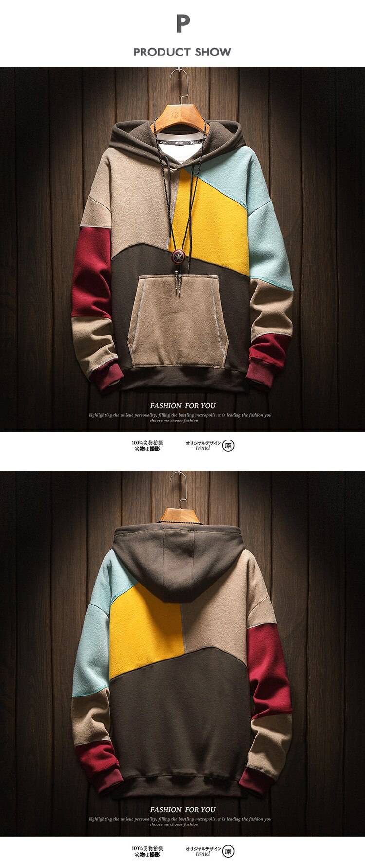 2021 Trends Casual Men Hoodies Patchwork Combine Color OUT0772 2021 Trends Casual Men Hoodies Patchwork Combine Color OUT0772