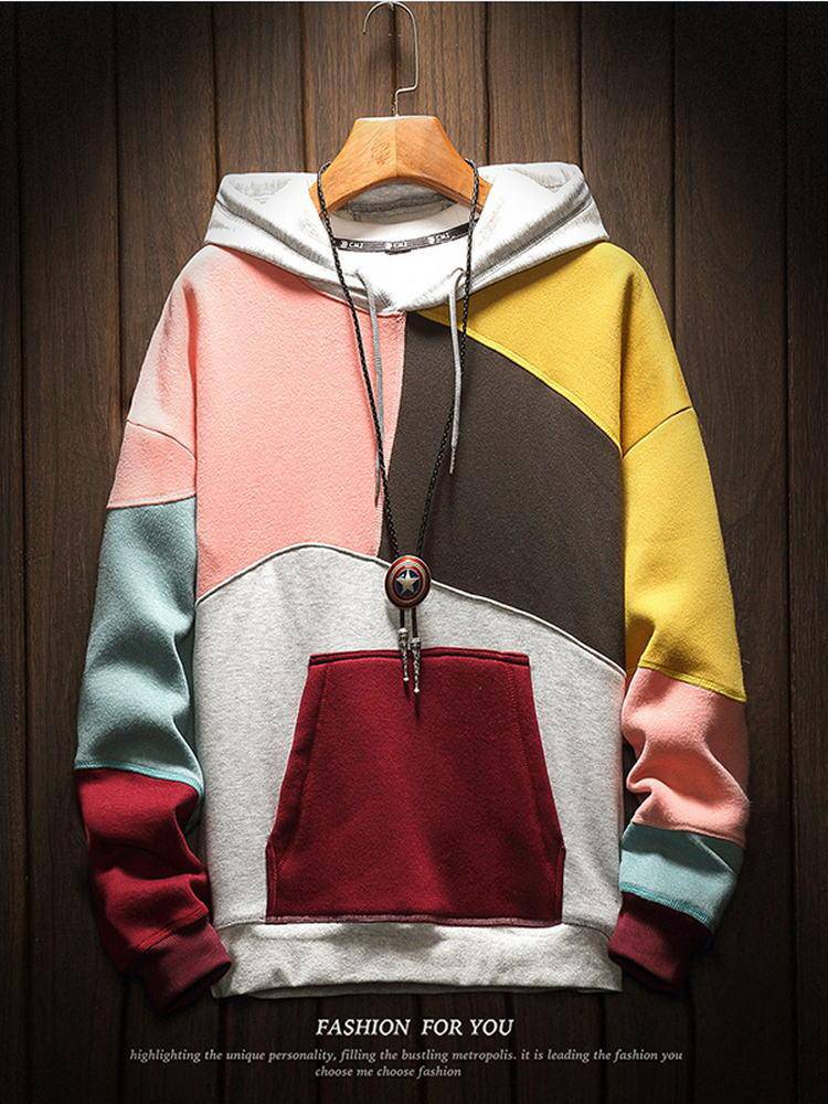 2021 Trends Casual Men Hoodies Patchwork Combine Color OUT0772 2021 Trends Casual Men Hoodies Patchwork Combine Color OUT0772