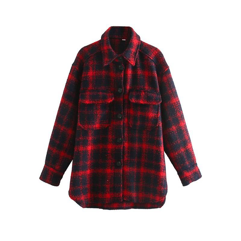 2021 Autumn Oversize Outwear Vintage Soft Tweed Shirts OUT0774