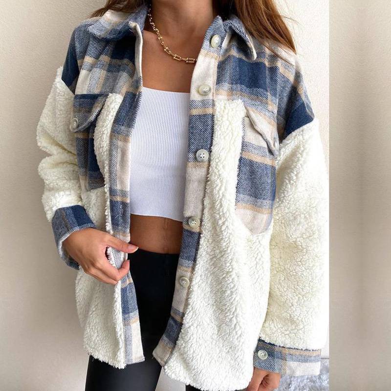 Winter Outerwear Vintage Oversize Fluffy Plaid Shirt OUT0777