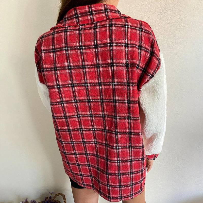 Winter Outerwear Vintage Oversize Fluffy Plaid Shirt OUT0777
