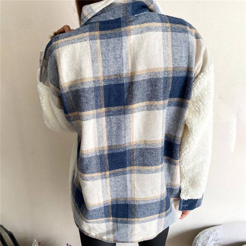Winter Outerwear Vintage Oversize Fluffy Plaid Shirt OUT0777