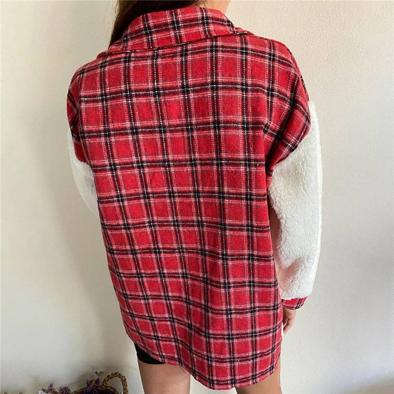 Winter Outerwear Vintage Oversize Fluffy Plaid Shirt OUT0777