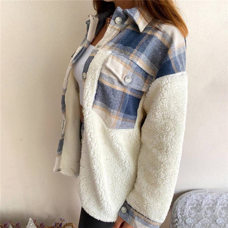 Winter Outerwear Vintage Oversize Fluffy Plaid Shirt OUT0777