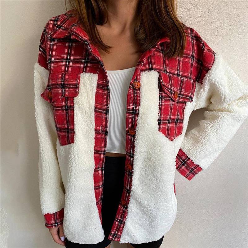 Winter Outerwear Vintage Oversize Fluffy Plaid Shirt OUT0777