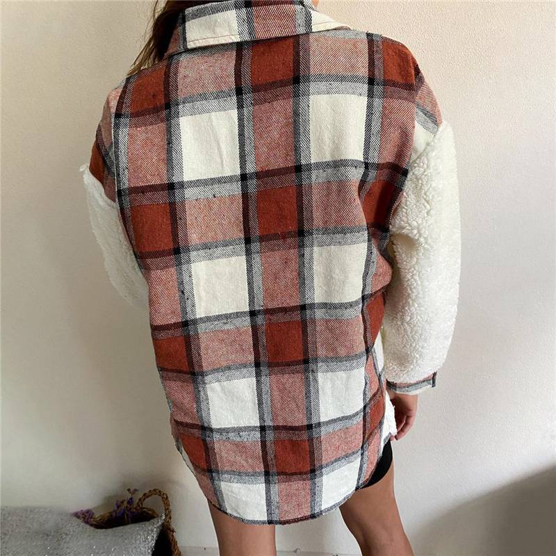 Winter Outerwear Vintage Oversize Fluffy Plaid Shirt OUT0777