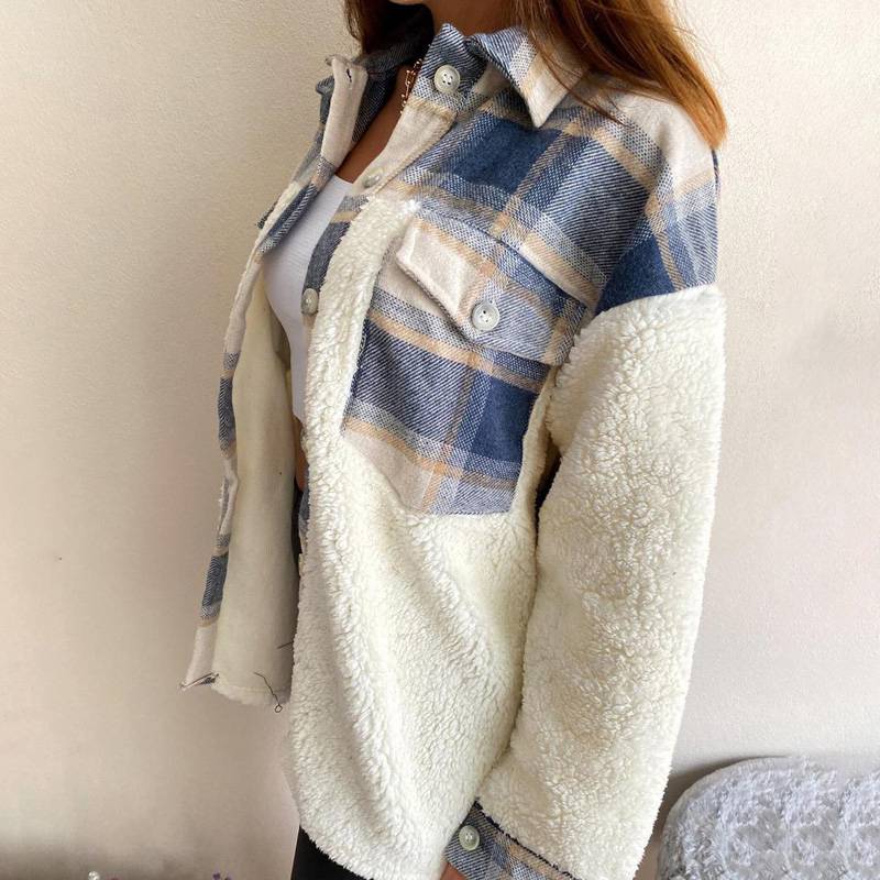 Winter Outerwear Vintage Oversize Fluffy Plaid Shirt OUT0777