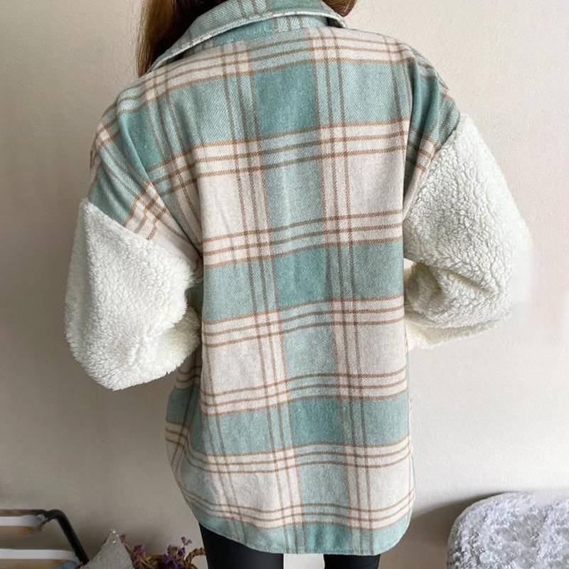 Winter Outerwear Vintage Oversize Fluffy Plaid Shirt OUT0777