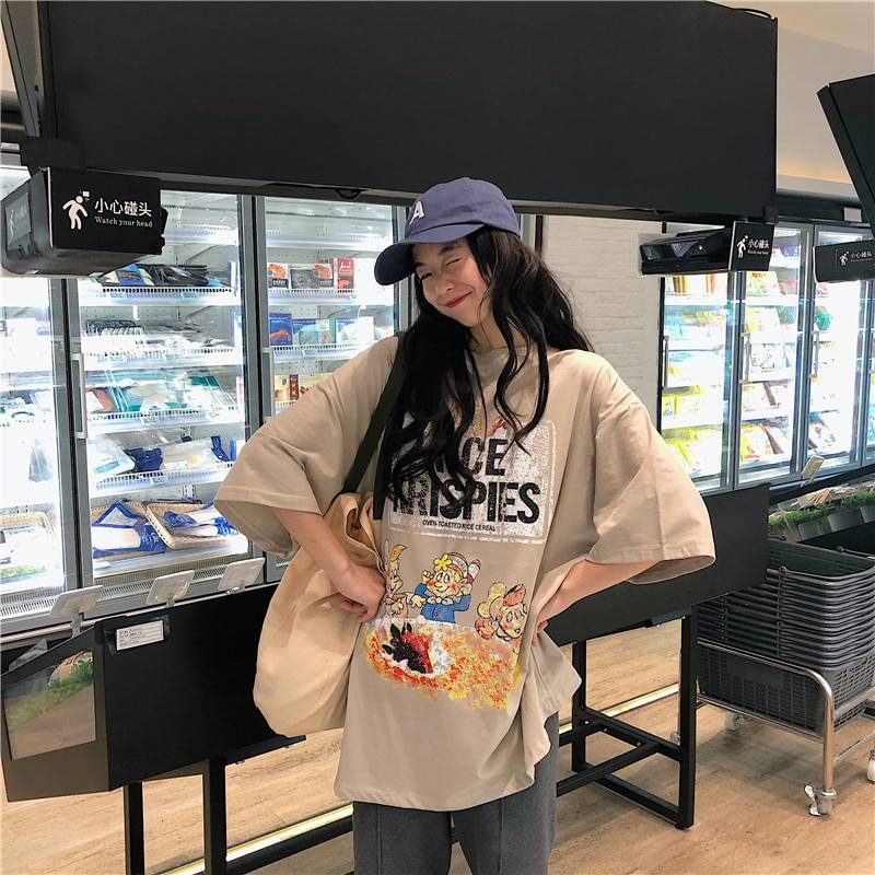 Rice Krispies Oversized T-Shirt Cartoon Print OUT0779