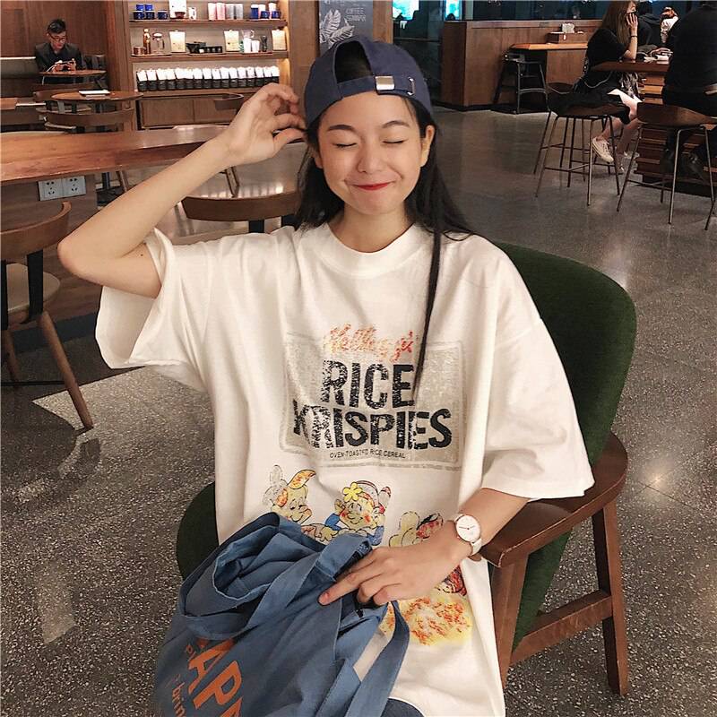 Rice Krispies Oversized T-Shirt Cartoon Print OUT0779