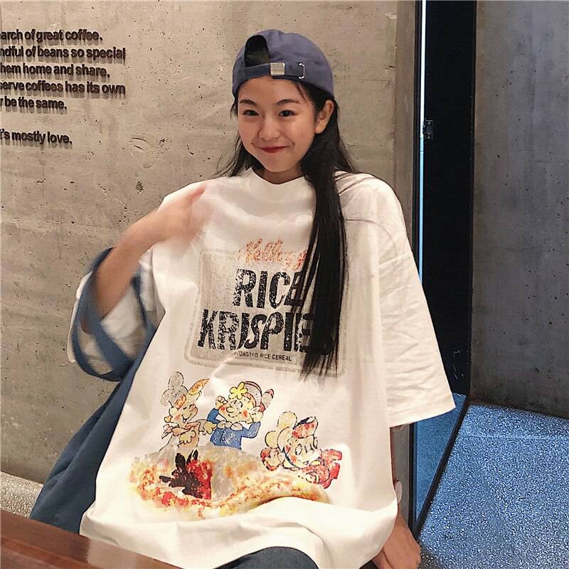 Rice Krispies Oversized T-Shirt Cartoon Print OUT0779