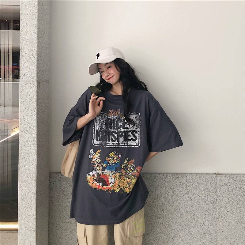 Rice Krispies Oversized T-Shirt Cartoon Print OUT0779